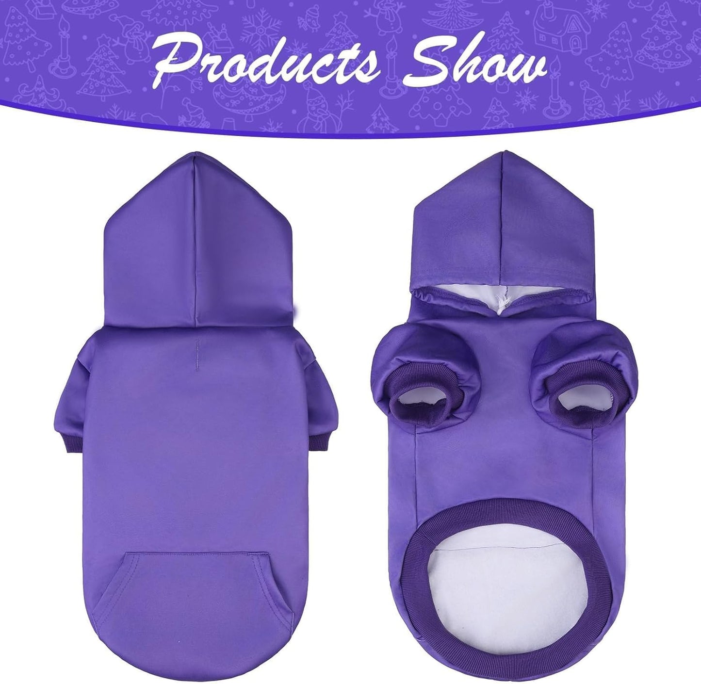 KOOLTAIL Basic Dog Hoodie - Soft & Warm Dog Hoodie Sweater with Leash Hole and Pocket, Dog Winter Coat, Cold Weather Clothes Sweatshirt for Small Medium Large Dogs Puppy Cat Boys Girls Purple XL