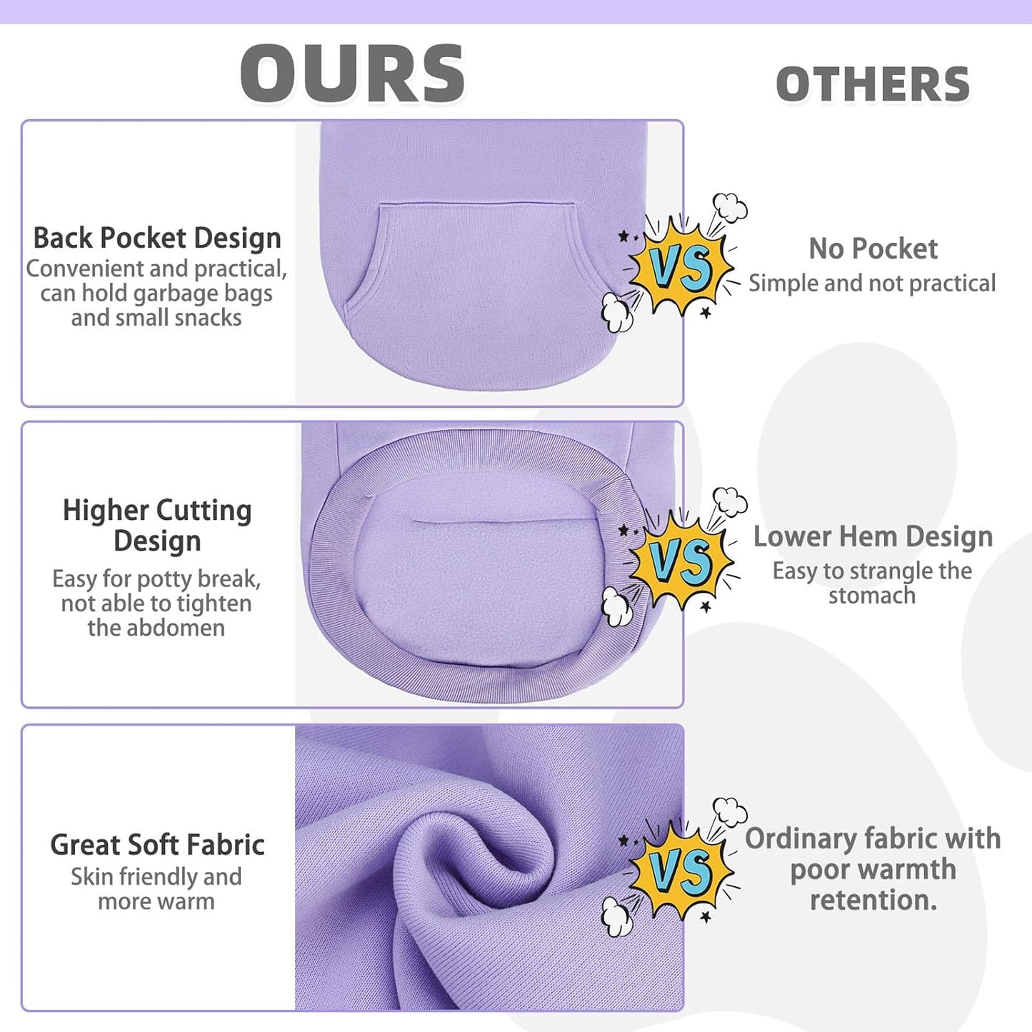 KOOLTAIL Basic Dog Hoodie - Soft & Warm Dog Hoodie Sweater with Leash Hole and Pocket, Pet Winter Coat, Cold Weather Clothes Sweatshirt for Small Medium Large Dogs Puppy Cat Boys Girls Lavender XXL