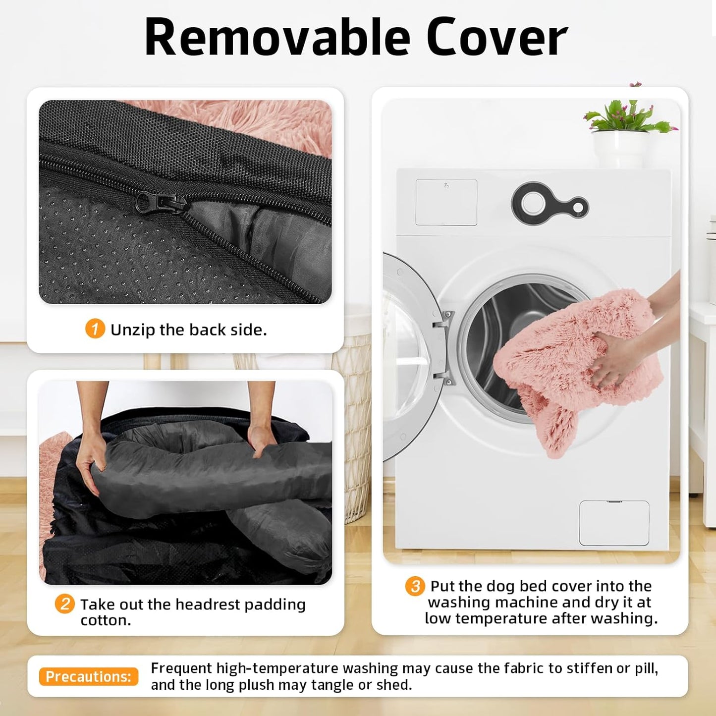 GGIB Calming Dog Bed Fluffy Plush Dog Mat for Furniture Protector with Removable Washable Cover for Large Medium Small Dogs and Cats (Small(35x31x5),Pink)