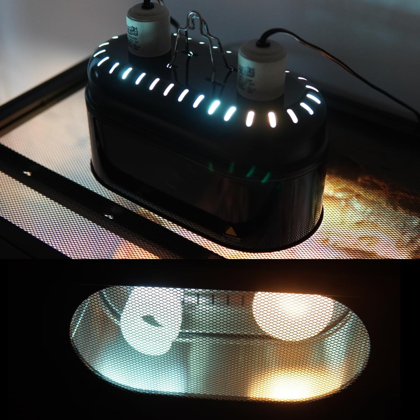 Reptile Dual Light Fixture, Double Deep Dome for Reptile Light/Heat Lamp/UVB Light, Snap-on Lamp Fixture Holder for Beared Dragon/Snake/Turtle/Lizard Tank Accessories