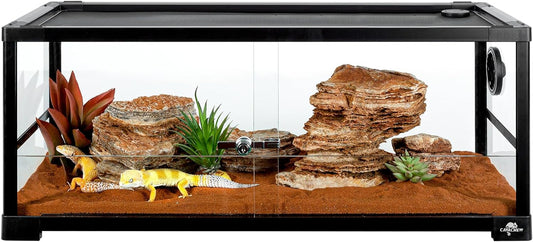 20 Gallon Reptile Tank, 30" x 12" x 12" Reptile Terrarium, Top Screen Ventilation, Sliding Door, Cable & Fogger Pass, Glass Enclosure for Bearded Dragon, Lizard, Gecko, Frog, Snake
