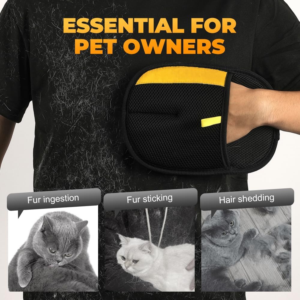 Pet Hair Removal Glove for Cats & Dogs, 2025 New Pet Hair Remover Electrostatic Gloves Pet Hair Remover Glove for Couch, Furniture, Carpet, Curtain, Washable Reusable Animal Fur Removal Tool (3PCS)
