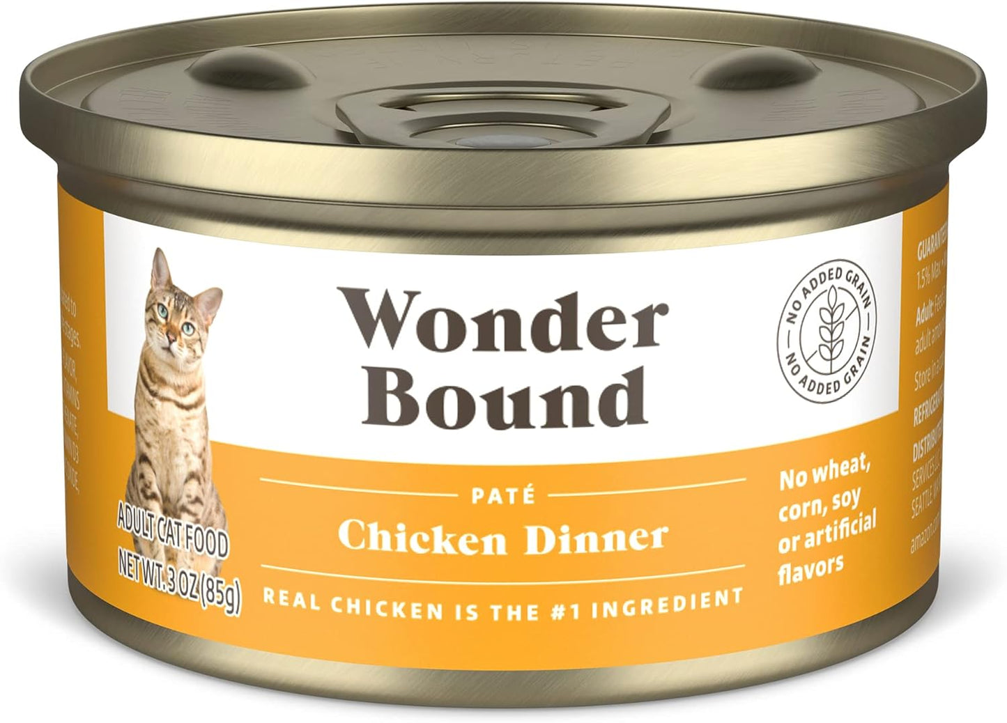 Amazon Brand - Wonder Bound Wet Cat Food, Paté, No Added Grain, 3 oz cans, Pack of 24 (Chicken)