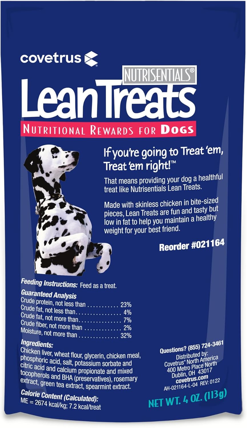 Covetrus Nutrisential Lean Treats for Dogs - Small, Medium & Large Dogs (K9) - Nutritional Low Fat, Bite-Size - Soft Chicken Flavor - 12 Pack - 4oz