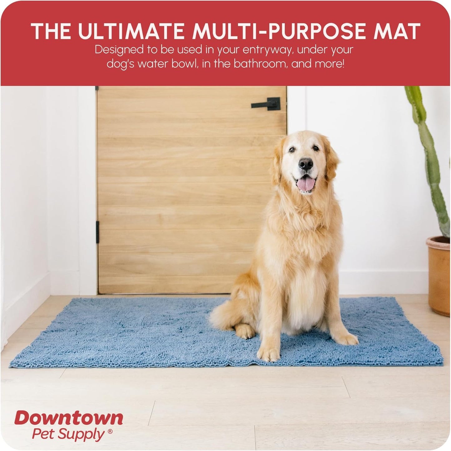 My Doggy Place Microfiber Dog Mat for Muddy Paws, 60" x 36" Faded Denim - Non-Slip, Absorbent and Quick-Drying Dog Paw Cleaning Mat, Washer and Dryer Safe - X-Large/Runner