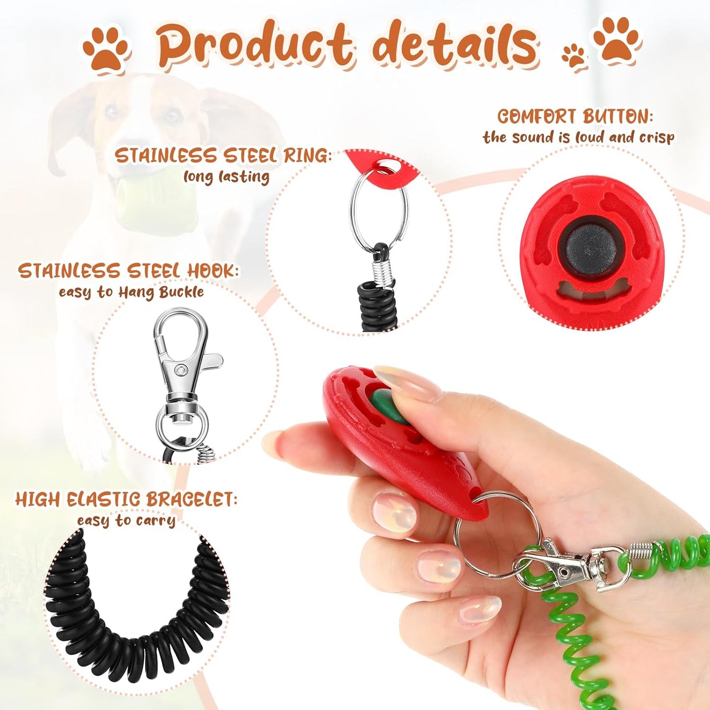 Hiboom 30 Pcs Dog Training Clicker Bulk Colorful Pet Training Clicker Cat Animal Trainer Clicker with Wrist Strap for Pet Dog Cat Horse Bird Behavioral Trainer Accessories (30 Color)