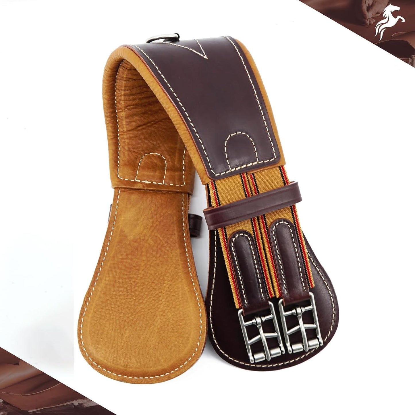 Jeereal English Dressage Girths,Breathable Horse Girth for English Saddle,Premium Equestrean Gear,Made Genuine Leather