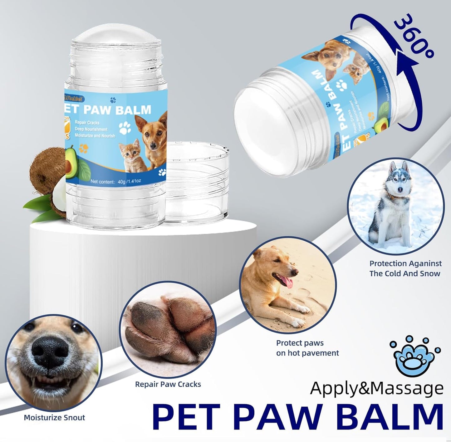Dog Paw Care Kit,No-Rinse Paw Cleaner for Dogs & Cats,Dog Paw Balm for Heals -Repairs Dry Cracked Paws & Nose with 1 Pet Cleaning Towels,Natural Dog Paw Protector for Pet Foot Washer Care