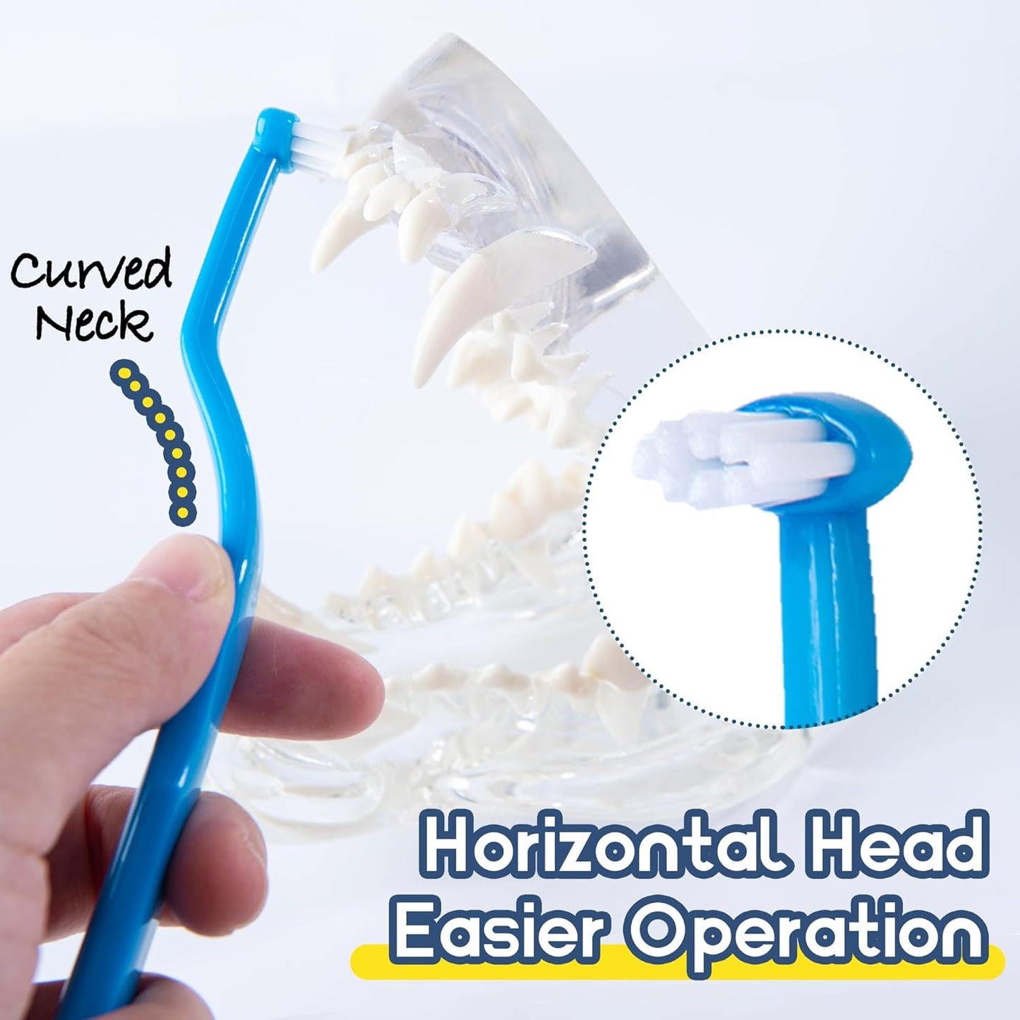 Small Dog Toothbrush, Cat & Puppy Tooth Brushing Kit, Mini Tuft Horizontal Head Teeth Brush for Kitten & Tiny Pet, Doggy Toothbrushes Deep Dental Cleaning, 3 PCS