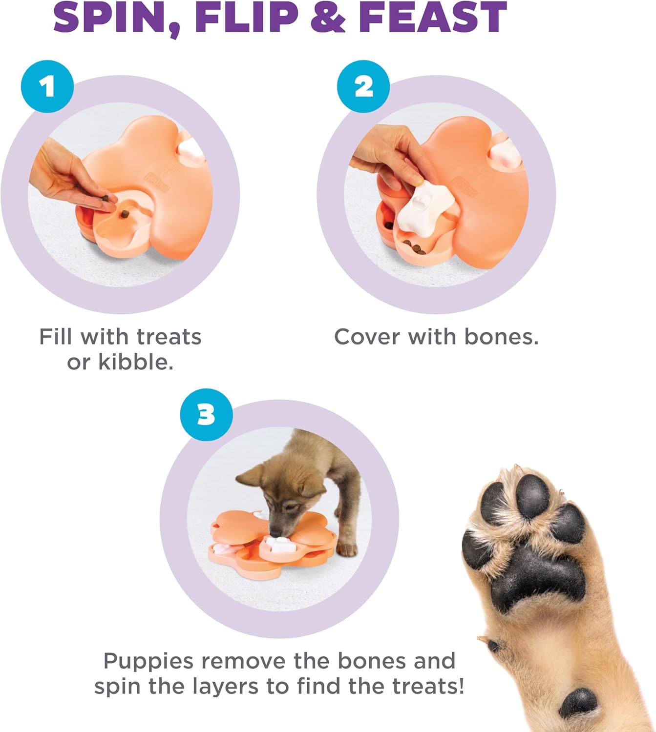 Outward Hound Nina Ottosson Puppy Tornado Dog Puzzle Interactive Treat Puzzle Dog Enrichment Dog Toy for Puppies, Level 2 Intermediate, Pink