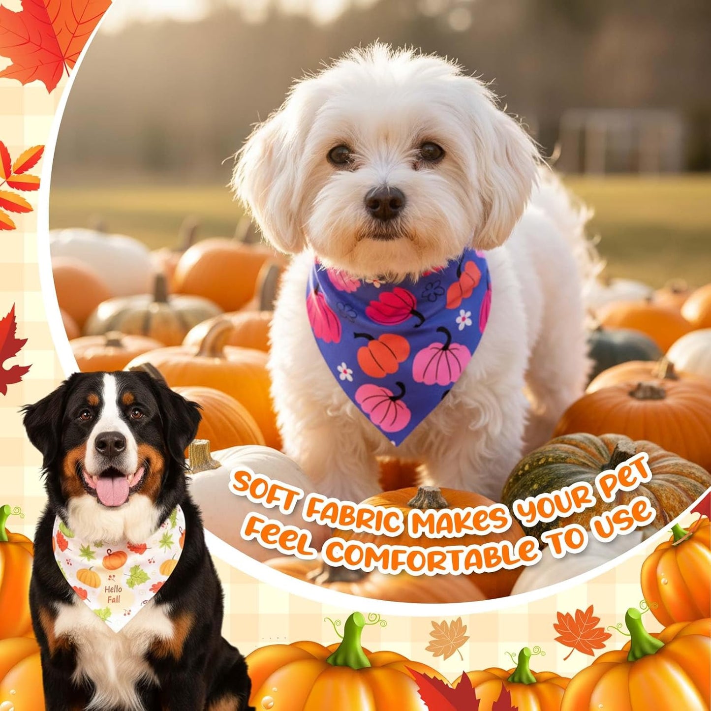 72 Pcs Fall Dog Bandanas Bulk Thanksgiving Triangle Scarf Cat Bibs Autumn Puppy Scarf Pet Bandanas for Puppy Cat Birthday Party Costume