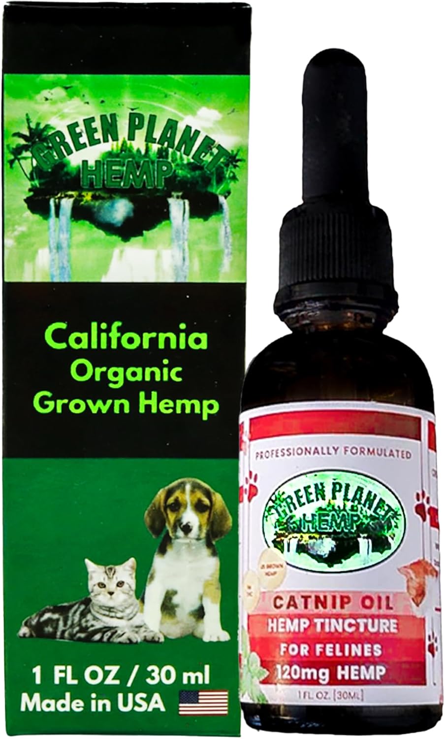 Pet Hemp Oil | Dogs and Cats | Catnip Oil | Green Planet Hemp | 120MG Organic Tincture | 100% Natural | Hip, Joint, and Muscle Support for Your Pet | Aids with Anxiety,Stress, and Pain