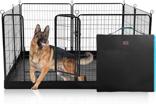 PJYuCien Dog Playpen Plus Storage Bag, 32" H 8 Panels Puppy Pen with Square Bottom, Heavy Duty Dog Fence for Puppies/Small Dogs