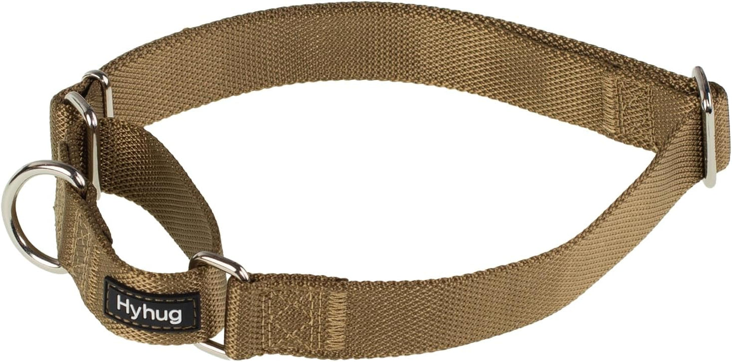 Hyhug Pets Premium Upgraded Heavy Duty Nylon Anti-Escape Martingale Collar for Boy and Girl Dogs Comfy and Safe - Professional Training, Daily Use Walking. (Army Yellow, Large)