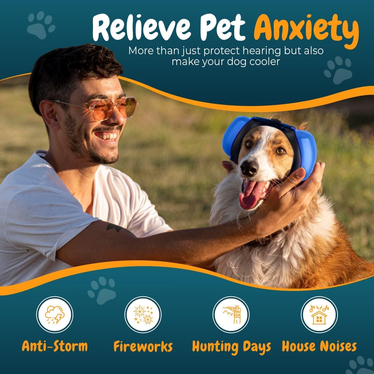 Dog Ear Muffs for Noise Protection, 29dB NRR Dog Earmuffs, Noise Cancelling Headphones for Dogs