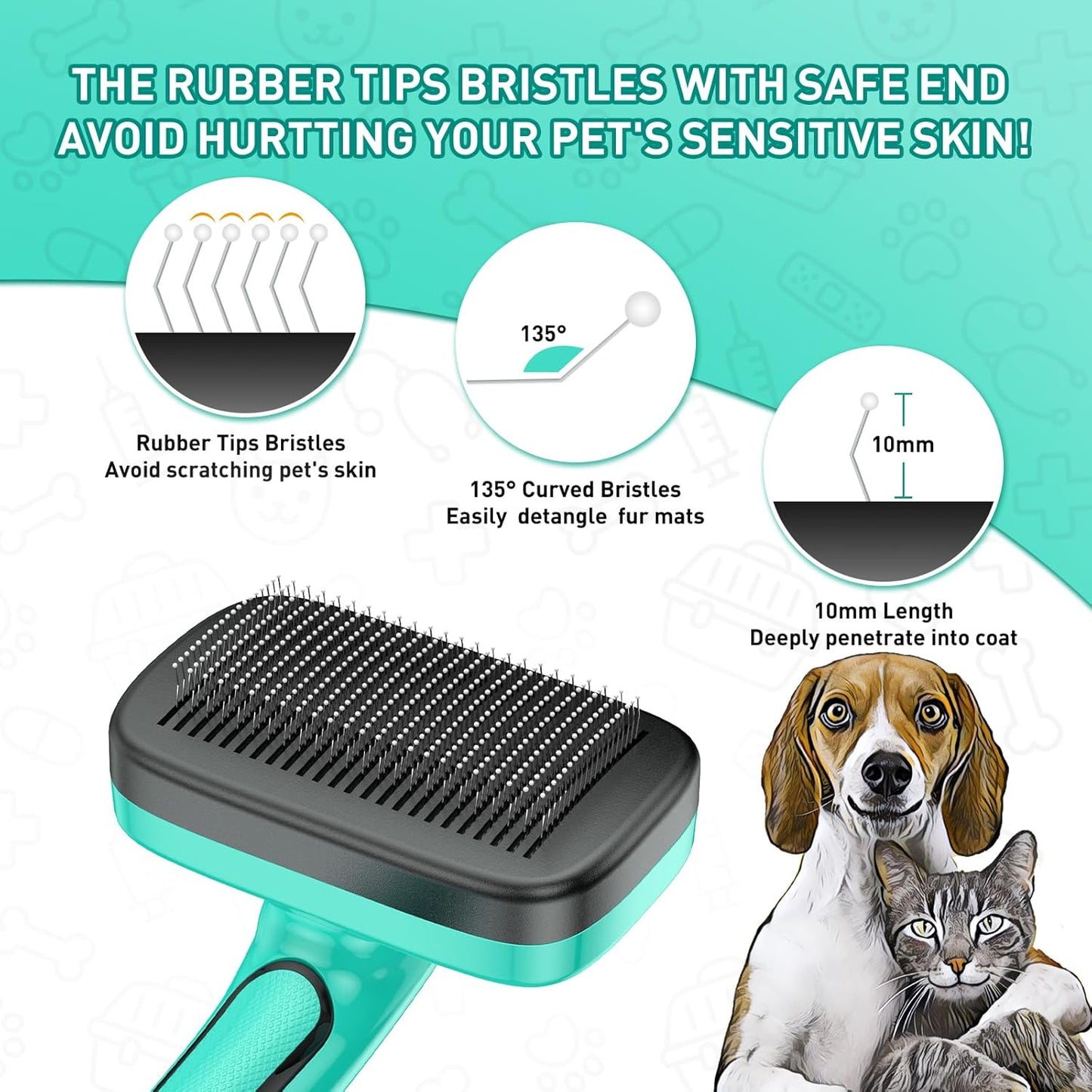 Dog Brush for Shedding Short Long Haired Cats, 5 in 1 Pet Grooming Kit for Small Medium & Large Animals. Removes Loose Fur, Mats, Tangled. Easy Cleaning. Undercoat Rake + Steam Brush Included
