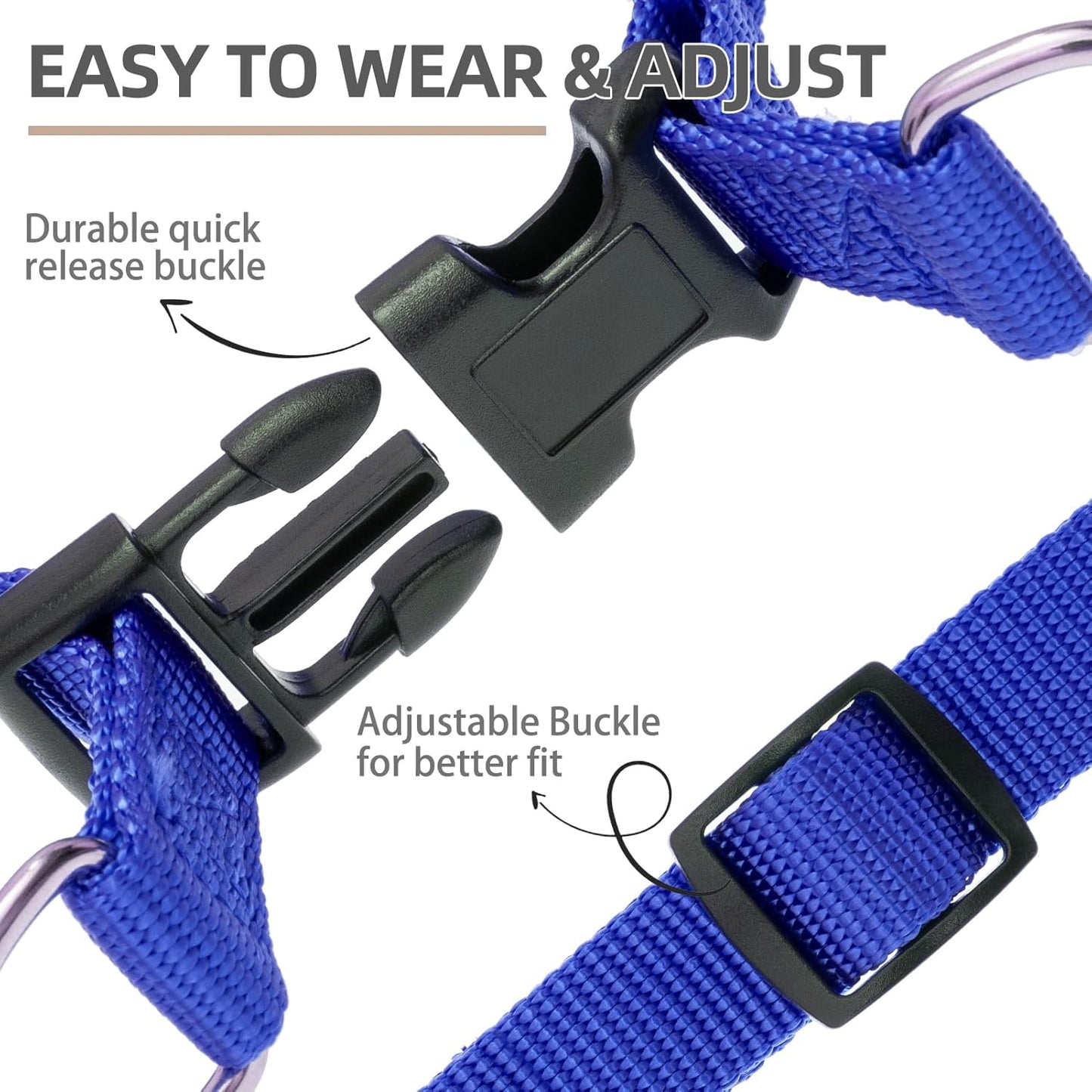 PUPTECK No Pull Dog Harness Soft Adjustable Basic Nylon Step in Puppy Vest Outdoor Walking with ID Tag and A-ir Tag Case, Navy Blue, S