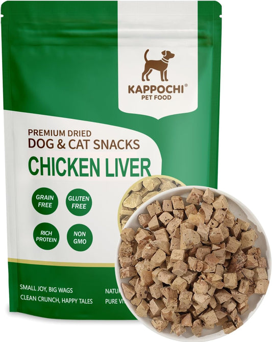 Freeze-Dried Chicken Liver Dog Treats, 3.5oz(100.0g), Single Ingredient, High Protein Training Treats, Natural & Raw, No Additives, Grain Free, Gluten Free