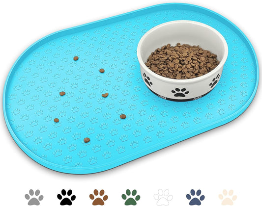 KPWACD Dog Food Mat Anti-Slip Bowl Mats for Food and Water, High-Lips Waterproof Pet Placemat Prevent Messy Spills to Floor, Silicone Puppy Feeding Trays for Large Medium Small Dogs Cats