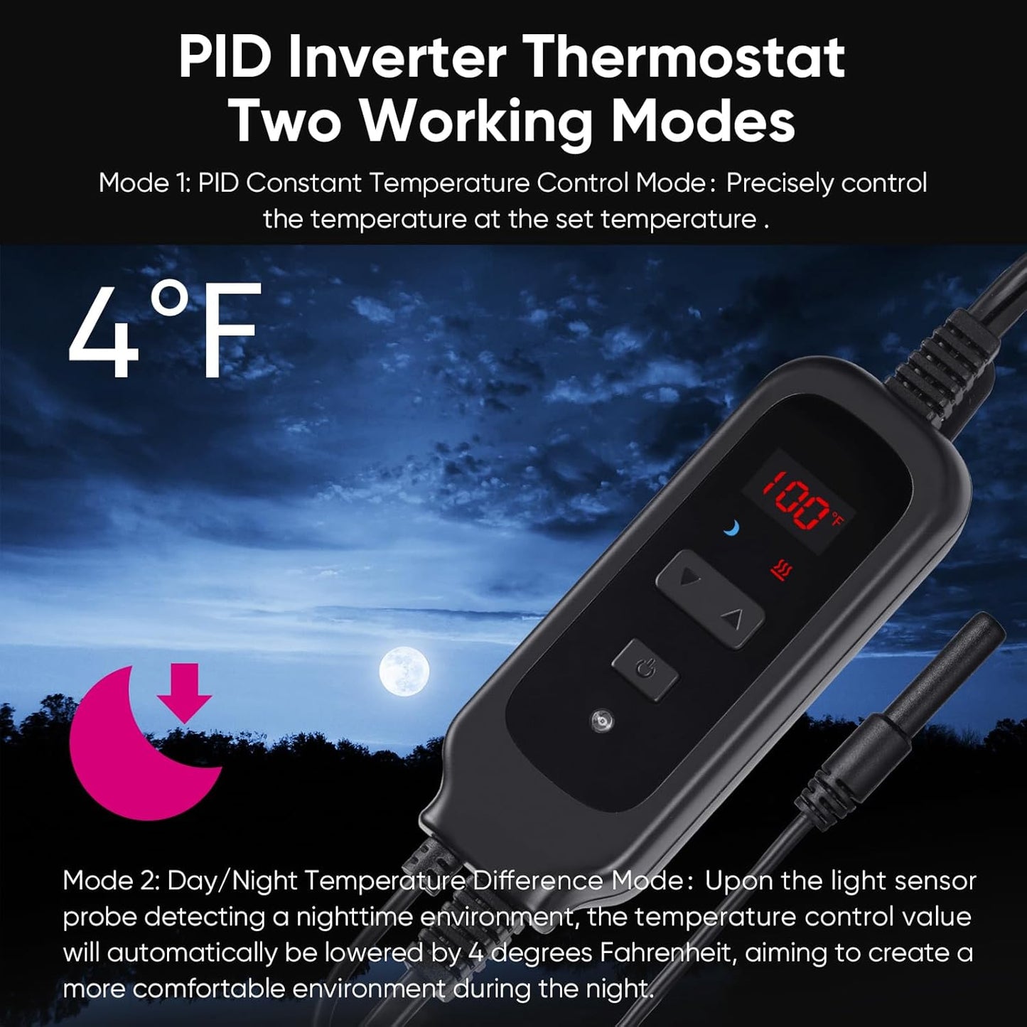 DXOPHIEX 8.5inch Reptile Heat Lamp with Thermostat, Reptile Light Fixture with Dimming Thermostat, Deep Dome Lamp Fixture with 150W Ceramic Heat Emitter for Bearded Dragon, Turtles, Snake and Lizard