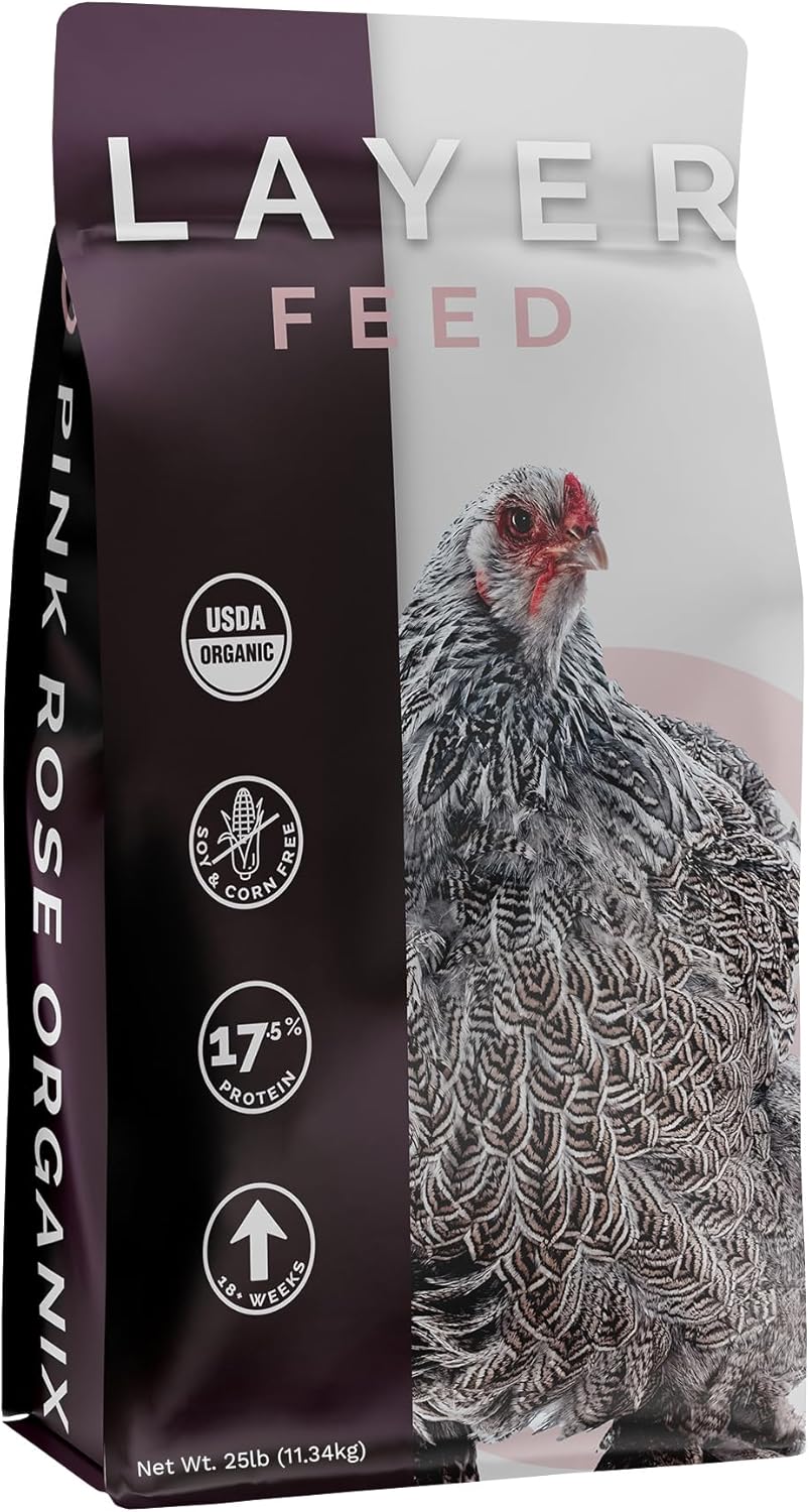 Layer Pellet Feed, 25lbs - Non-GMO, High-Protein Poultry Feed for Healthy Hens & Nutritious Eggs, 17.5% Protein - USDA Certified Organic Blend, Soy & Corn-Free