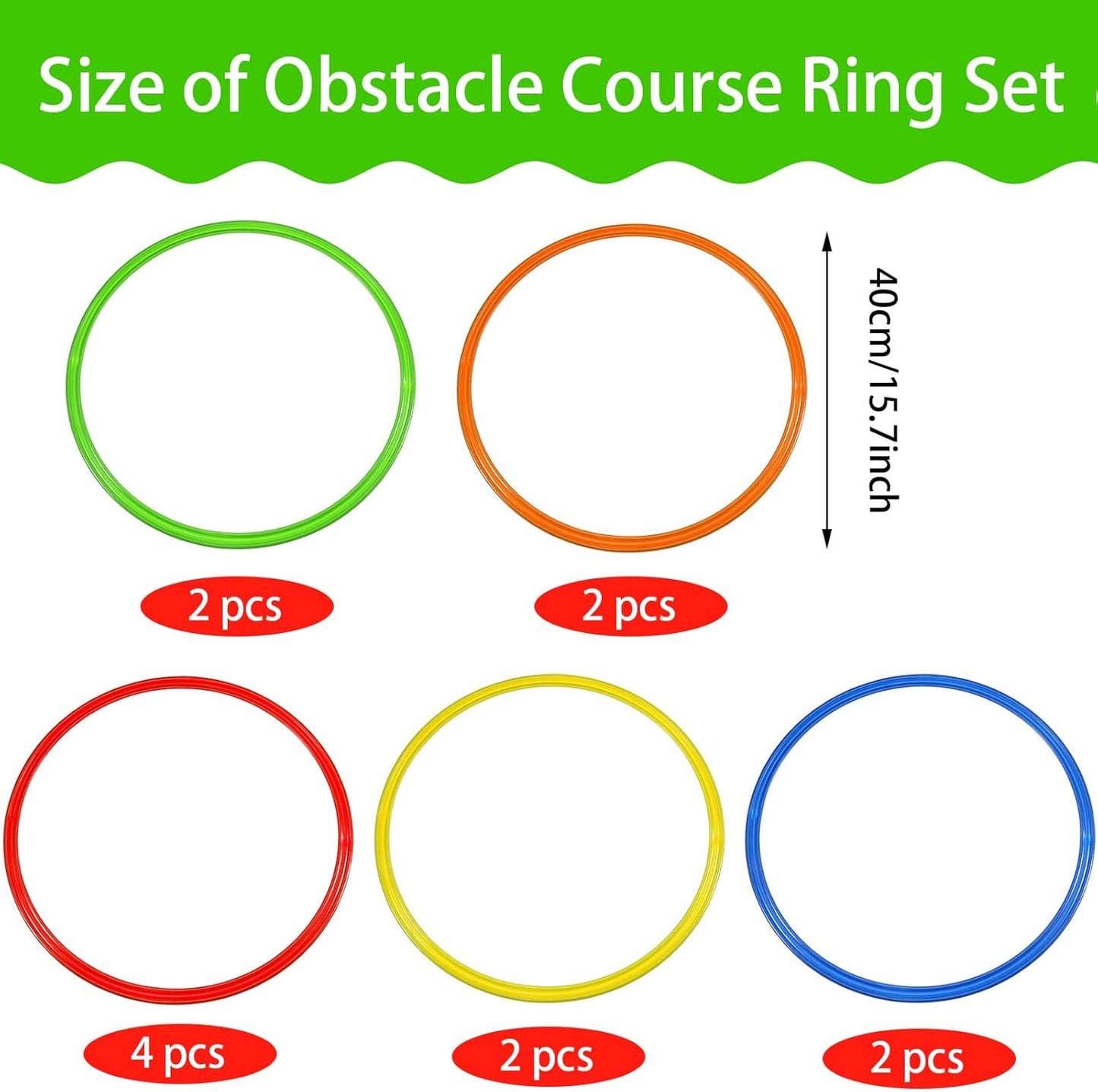 Libima Obstacle Course Ring Set Exercise Hoop Large Hoop Plastic Toys Playground Toys for Gymnastics Practice Party Games Educational Activities Holiday Decor, 5 Colors(24 Pcs,15.8 Inch)