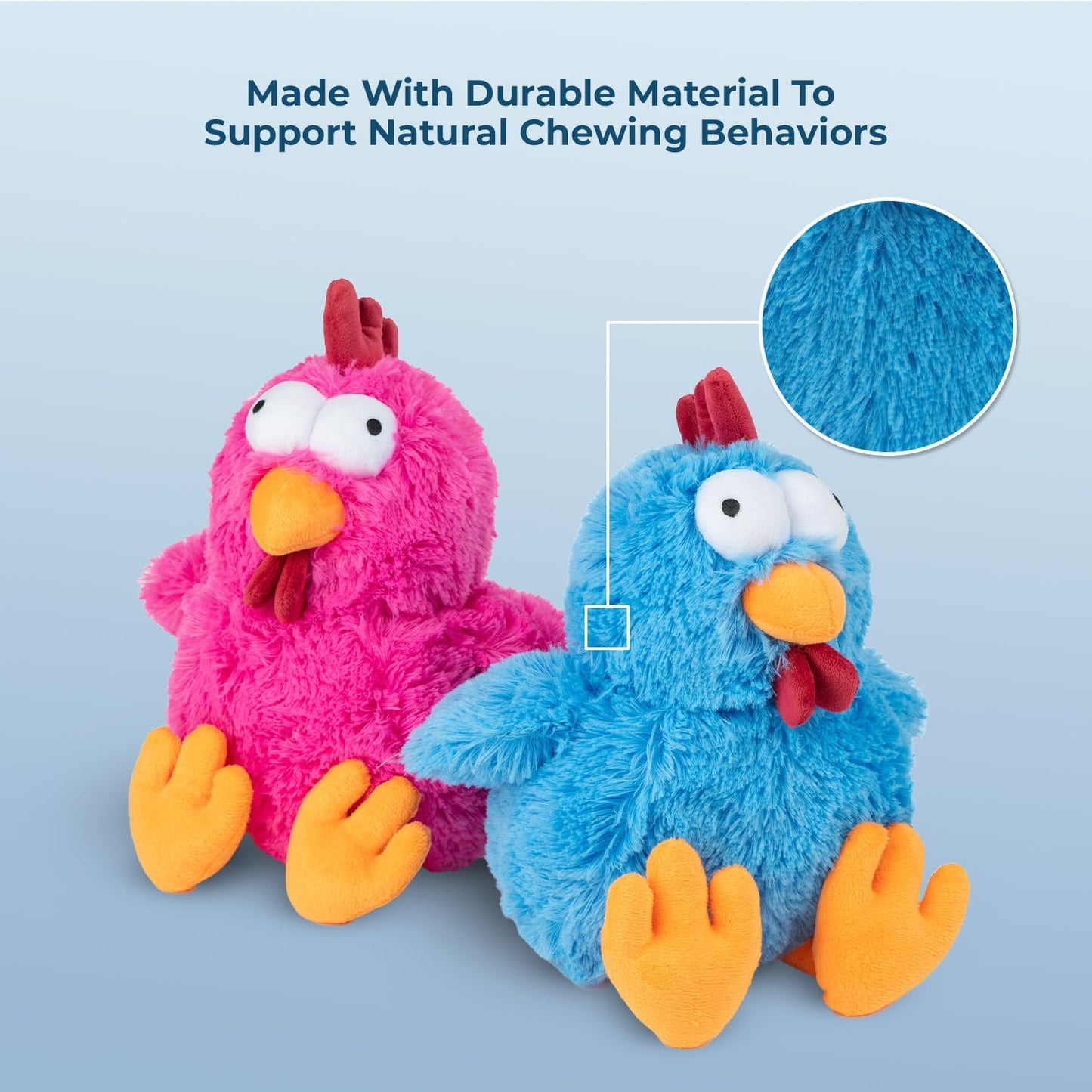 Best Pet Supplies Interactive Squeaky Dog Chew Toy, Ideal Dog Toys for Chewers, Small, Medium & Large Dogs, and Fetch Lovers - Cluck (Blue), Large