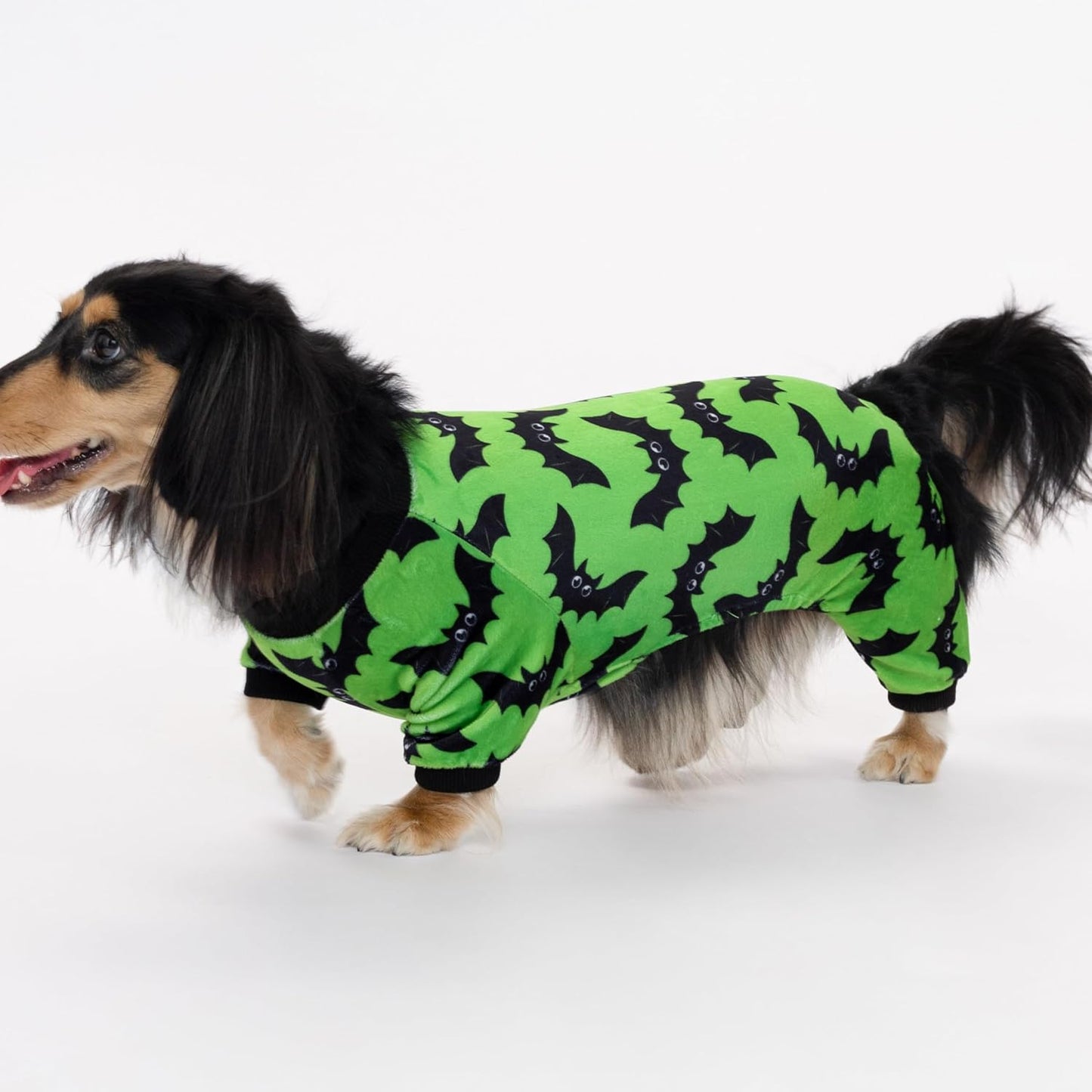 Fitwarm Halloween Bat Dog Pajamas, Funny Costumes for Small Dogs Boy Girl, Pet Outfit, Lime Green, Black, XL
