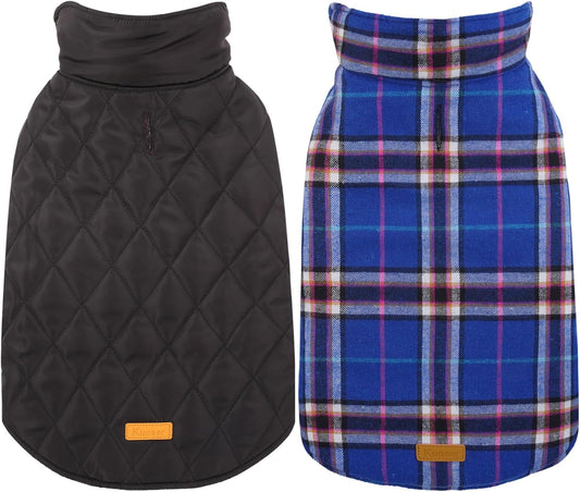 Kuoser Waterproof Dog Coat, Reversible Dog Jacket for Small Dogs, Adjustable Durable Doggie Winter Coat Warm Cozy Puppy Cold Weather Apparel from Small to Large Breed, Navy S