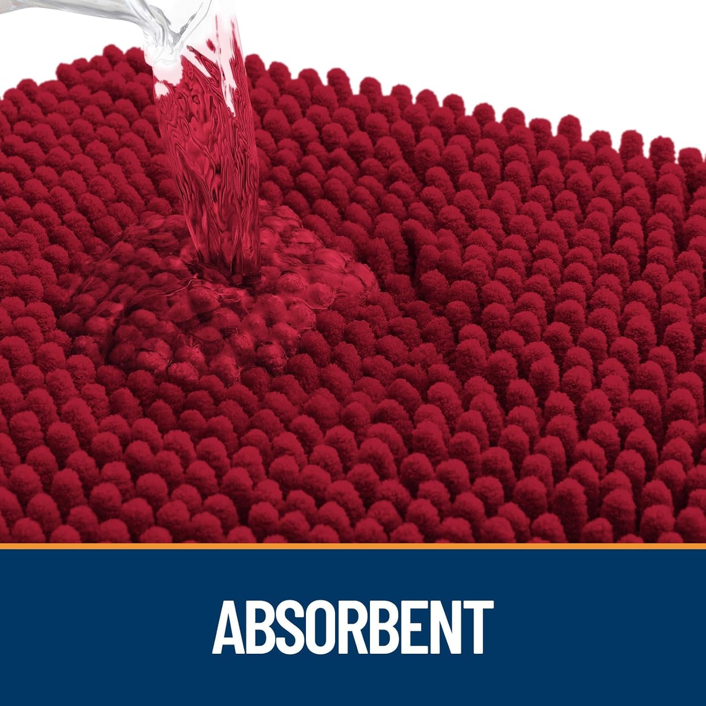 OLANLY Dog Door Mat for Muddy Paws 47x32, Absorbs Moisture and Dirt, Absorbent Non-Slip Washable Doormat, Quick Dry Chenille Mud Mat for Dogs, Entry Indoor Entryway Carpet for Inside Floor, Red