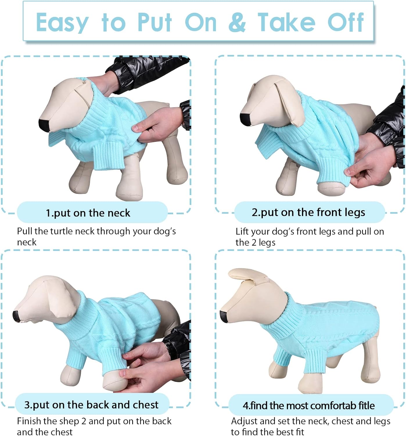 Queenmore Dog Sweater for Large Size Pet,Pitbull Dog Sweater,XXL Doggy Sweater for Labrador Retriever,Cold Weather Warm Knitted Pet Sweatershirt for Boy Girl Dogs (Sky Blue,2XL)