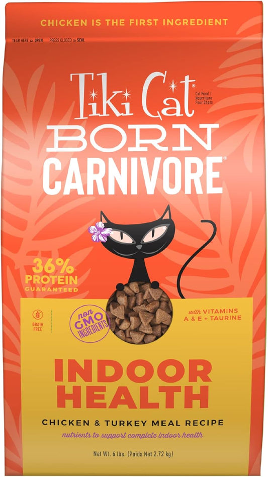 Tiki Cat Born Carnivore Indoor Health Dry Cat Food, Chicken & Turkey Meal, 6 lbs. Bag