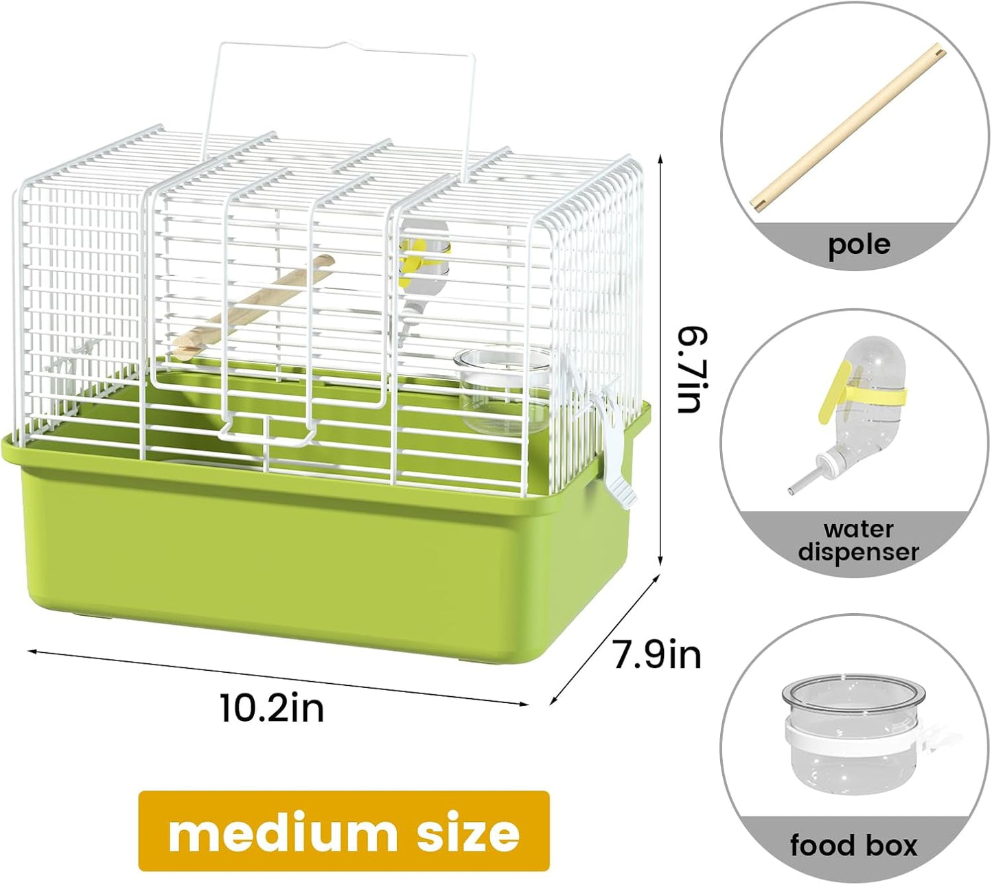BAGHBPM Small Bird cage,Travel Cage for Birds and Small Animals, Parakeet cage,Bird Carrier Travel cage,Bird Travel cage, jaulas para pájaros,Green,(Size:S,M,L) (M)