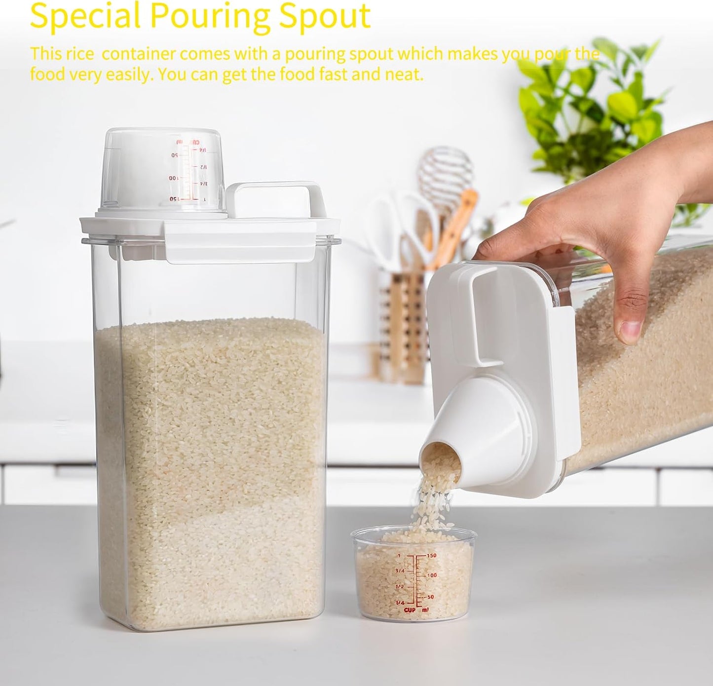 Rice Container, Rice Storage Container, 3-5 Lbs Tcereal Storage Container, Dog Food Storage Container, Suitable for Home Kitchen Rice, Soybean Food Storage