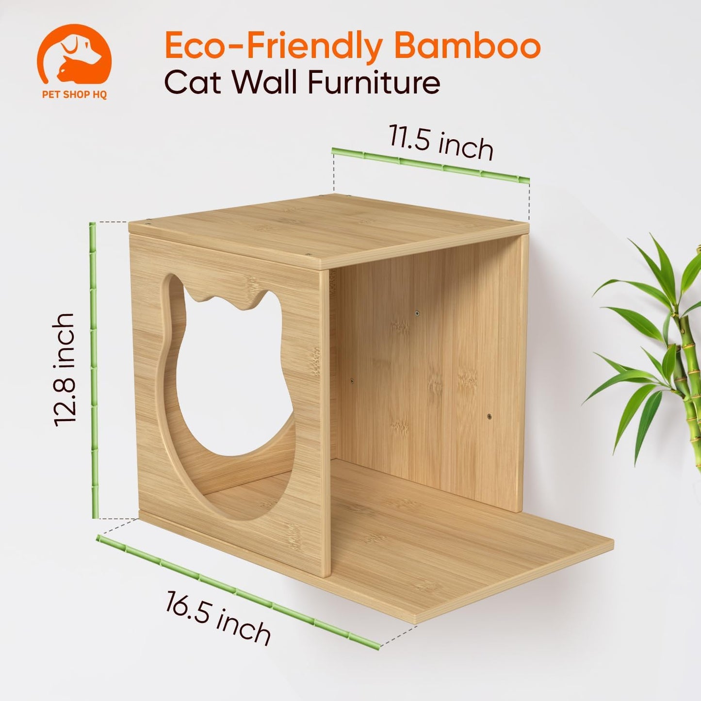 Cat Wall Furniture - Climbing Shelves, Ladders, Cat House, Hammock, Bed, Bridges, Walkways - Bamboo Material - Light Brown - Cat Furniture