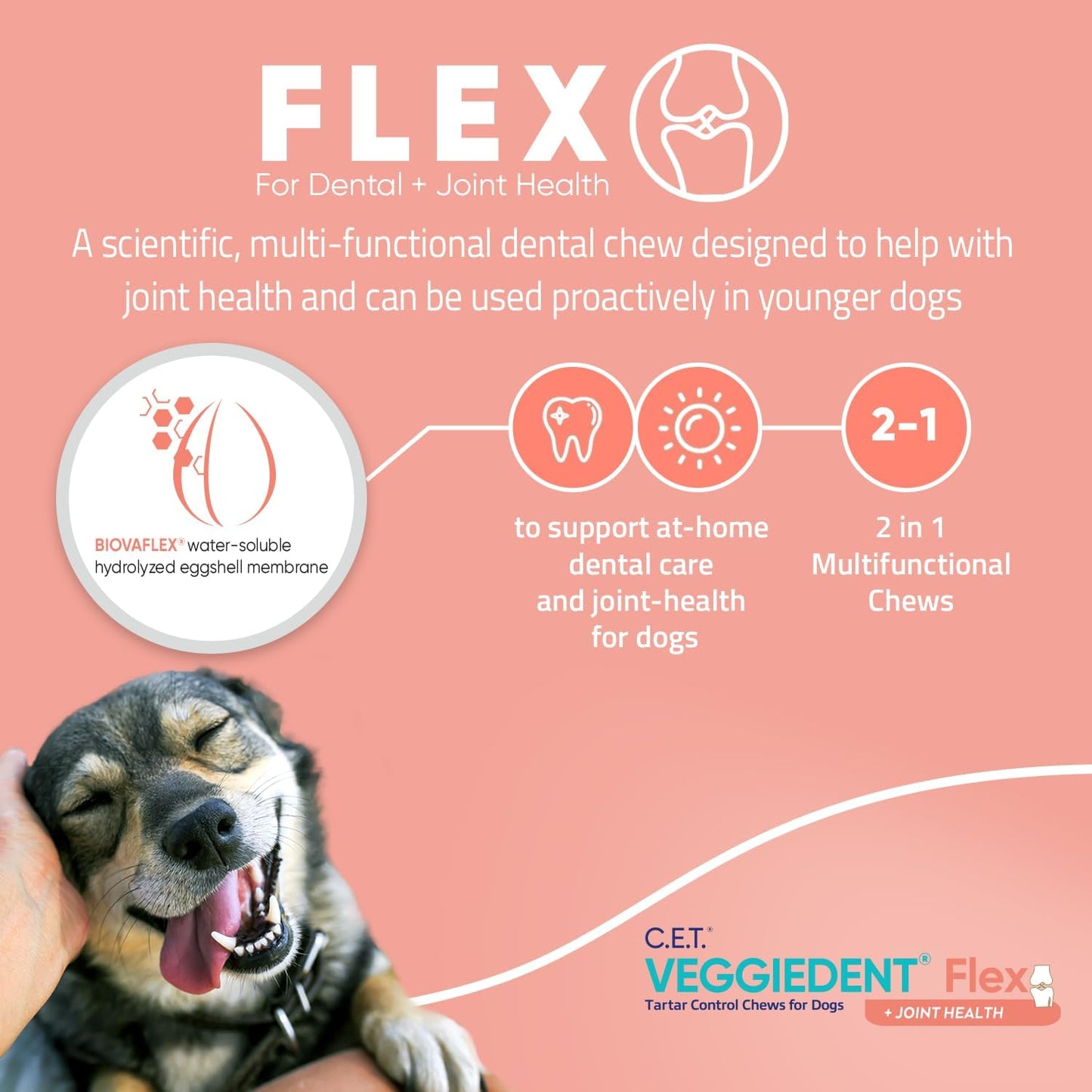 Virbac C.E.T. VEGGIEDENT Flex Tartar Control Chews for Dogs - Medium