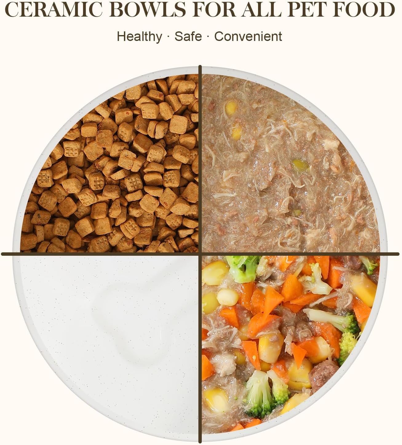 MALACASA Ceramic Dog Bowls, Dog Bowls for Medium Sized Dogs with Wood Stand - Pet Food & Water Bowl Set for Cat Medium Dogs, Weighted Glaze Matte.34 OZ (M-3.5 Cups)