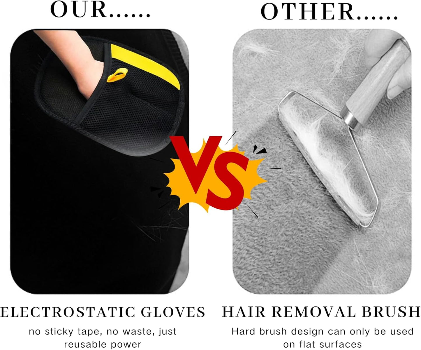 Magic Brush Pet Hair, Newly Upgraded Reusable Electrostatic Pet Hair Remover Glove, Pet Hair Removal Glove for Dogs & Cats, Clothing, Couch, Carpet, Car Seat (1 Pcs)