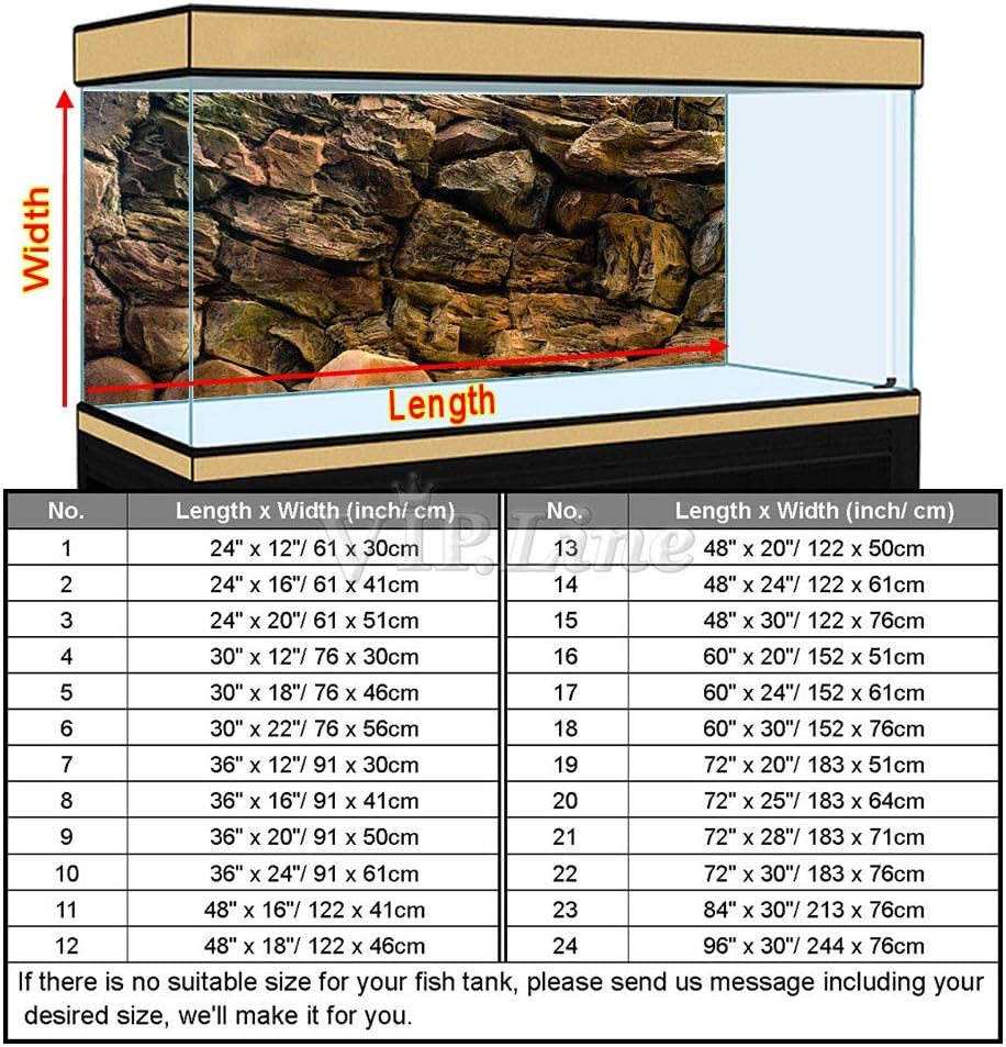 Rock Wall Aquarium Background Poster PVC Fish Tank Decor Landscape 24 36 48 72 (72" x 25"/ 183 x 64cm)