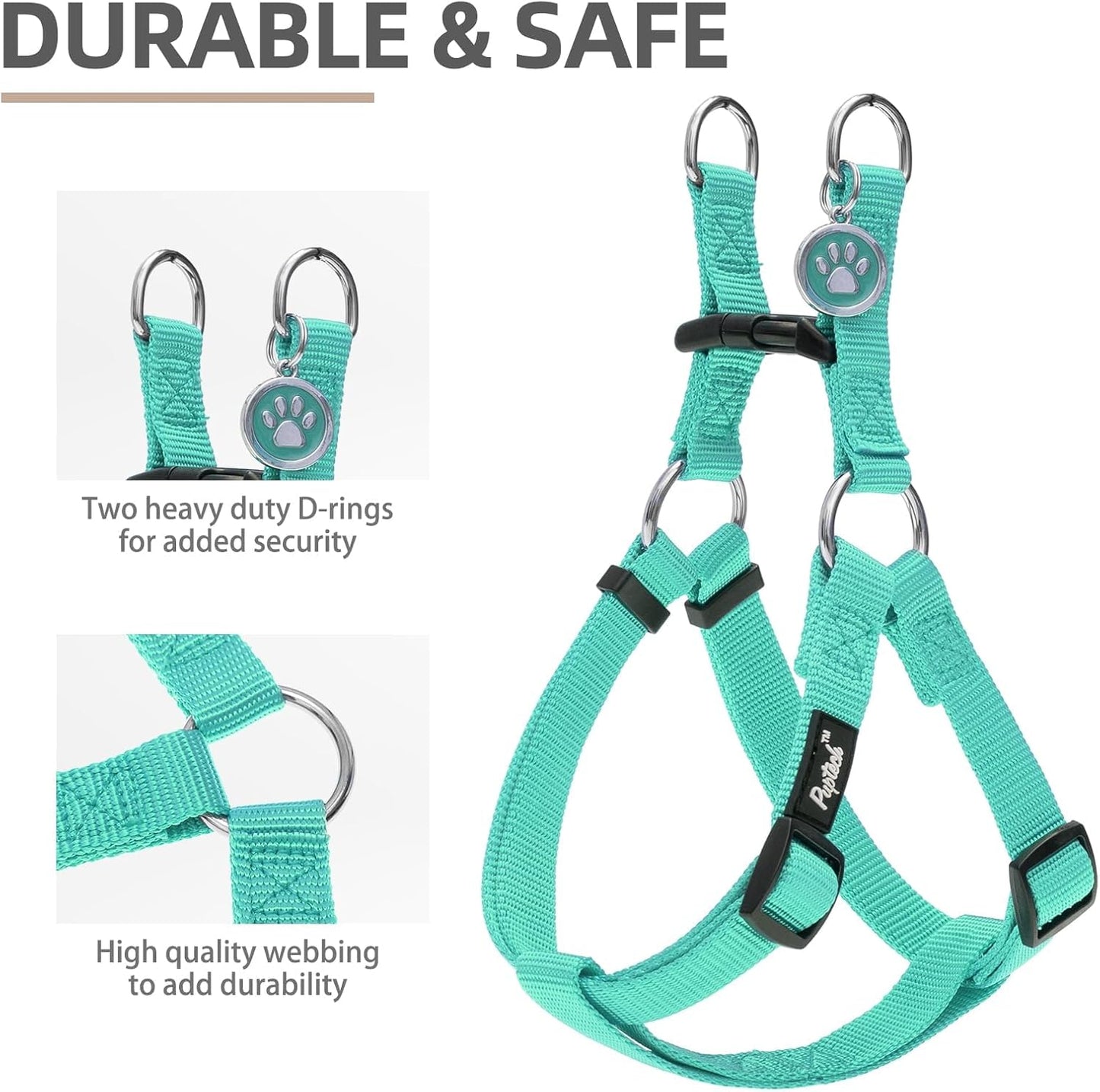 PUPTECK No Pull Dog Harness Soft Adjustable Basic Nylon Step in Puppy Halter Outdoor Walking with ID Tag Medium