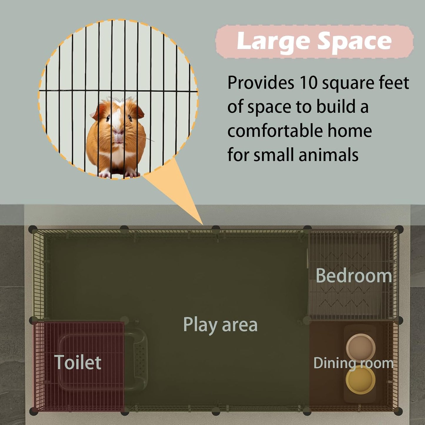 Xymoso DIY Guinea Pig Cages with Waterproof Canvas Bottom,16 Panels Small Animal Cage Pet Playpen with Door for Bunny Turtle Hedgehog,Indoor Metal Wire Yard Fence Outdoor