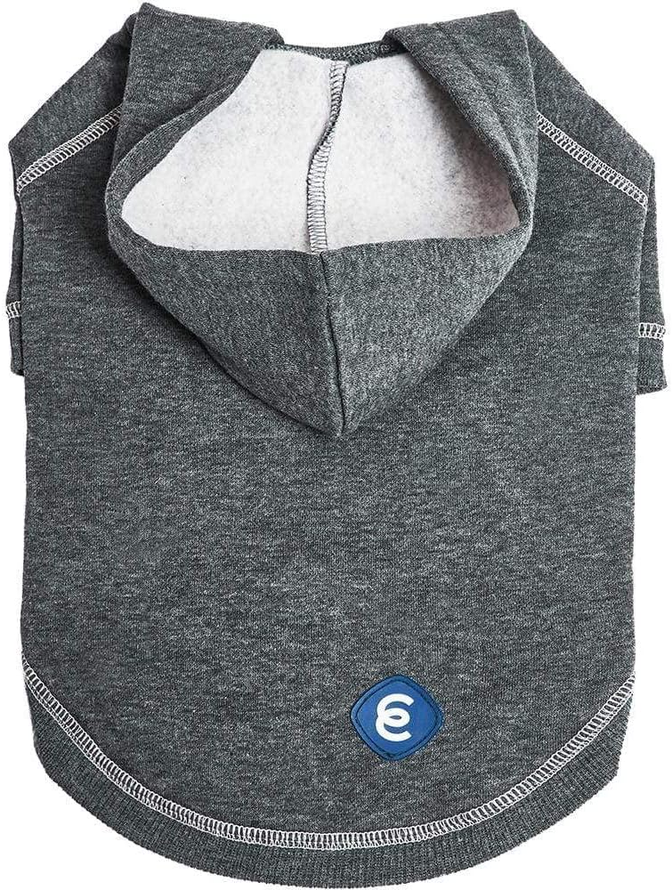Blueberry Pet Essentials Dog Hoodie – 14 inch, Cotton‑Blend Sweatshirt with Hood, Charcoal Grey, Machine‑Washable Small‑Dog Jersey