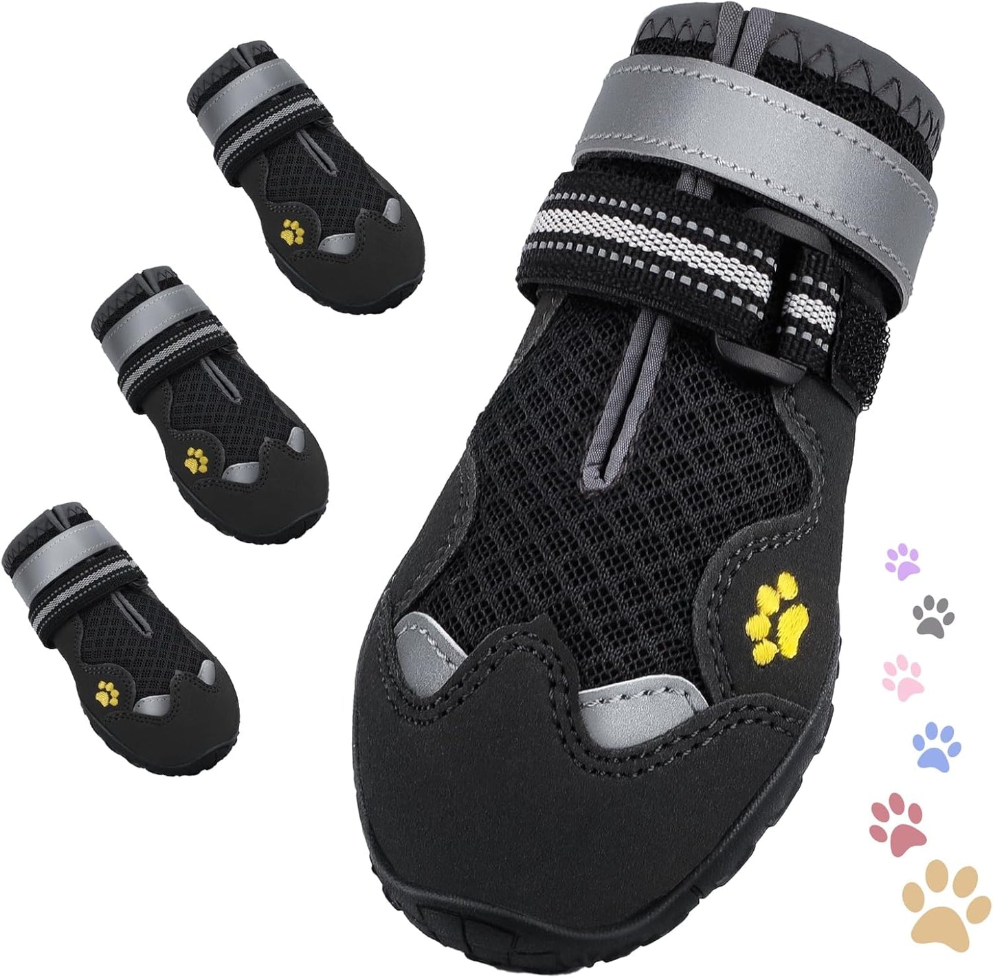 Dog Shoes for Large Medium Small Dog, Mesh Breathable Dog Shoes for Hot Pavement, Anti-Slip Dogs Boots Paw Protectors with Reflective for Outdoor Walking Indoor Hardfloors (Size 4)