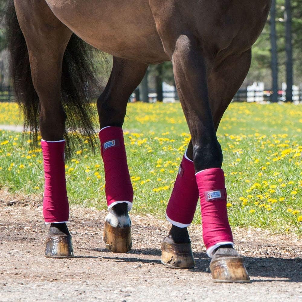 Dura-Tech Standing Wraps for Horses | Color Burgundy | Optimal Comfort & Support | Ideal for Post-Exercise & Trailering | Right Tension Application | Secure Closure