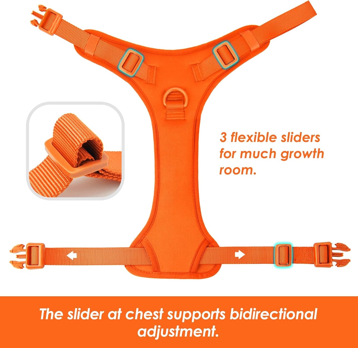 No Pull Dog Harness, Puppy Vest with Front Clip for Small Medium Large Sized Dog(Orange,XS)