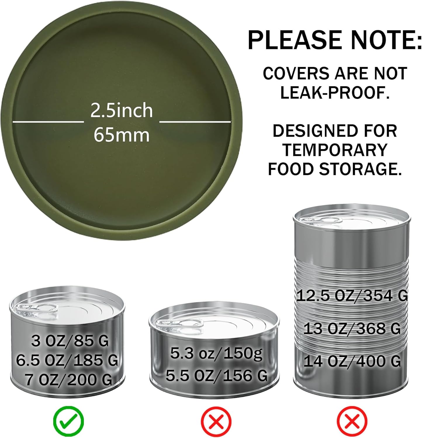 OHMO 2 Pack Cat Food Can Lids, Small Size (3 oz) Silicone Pet Food Can Lids Covers for 3 oz Cat Food Cans, Camo Green