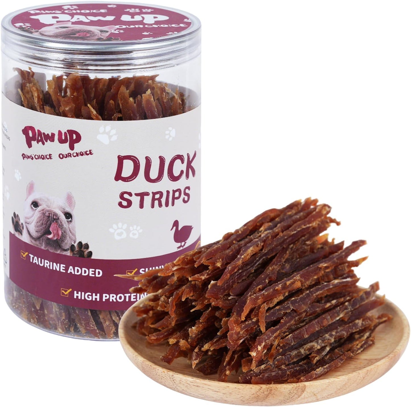 PAWUP Duck Jerky Strips Dog Treats, Training Treats for Dogs w/Taurine, Low Fat, Natural Duck Jerky Cuts for Small Dog, 12.5 oz