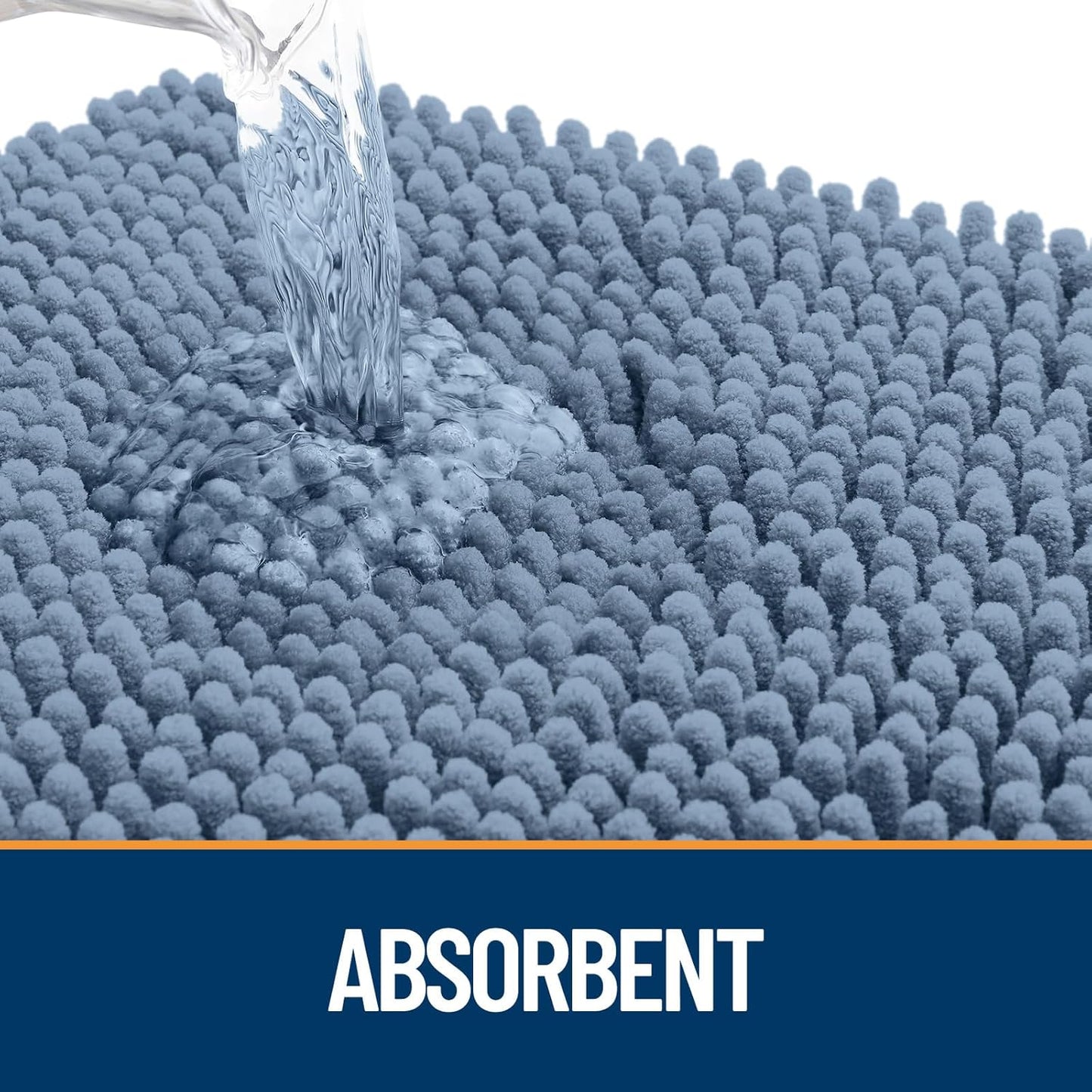 OLANLY Dog Door Mat for Muddy Paws 30x17, Absorbs Moisture and Dirt, Absorbent Non-Slip Washable Doormat, Quick Dry Chenille Mud Mat for Dogs, Entry Indoor Entryway Carpet for Inside Floor, Airy Blue