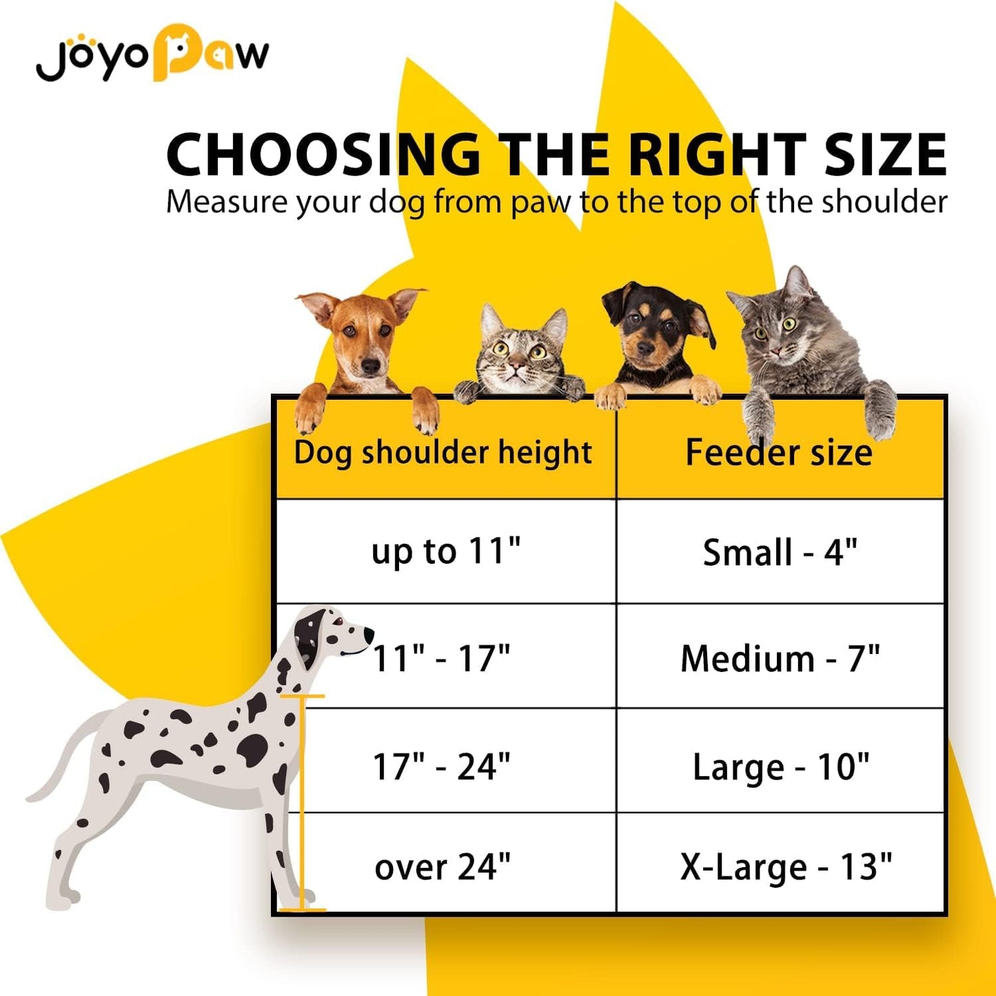 Elevated Dog Bowls, Bamboo Raised Dog Bowl for Large Dogs, with 2 Stainless Steel Bowls (13'' Tall-68oz Bowl, Natural)