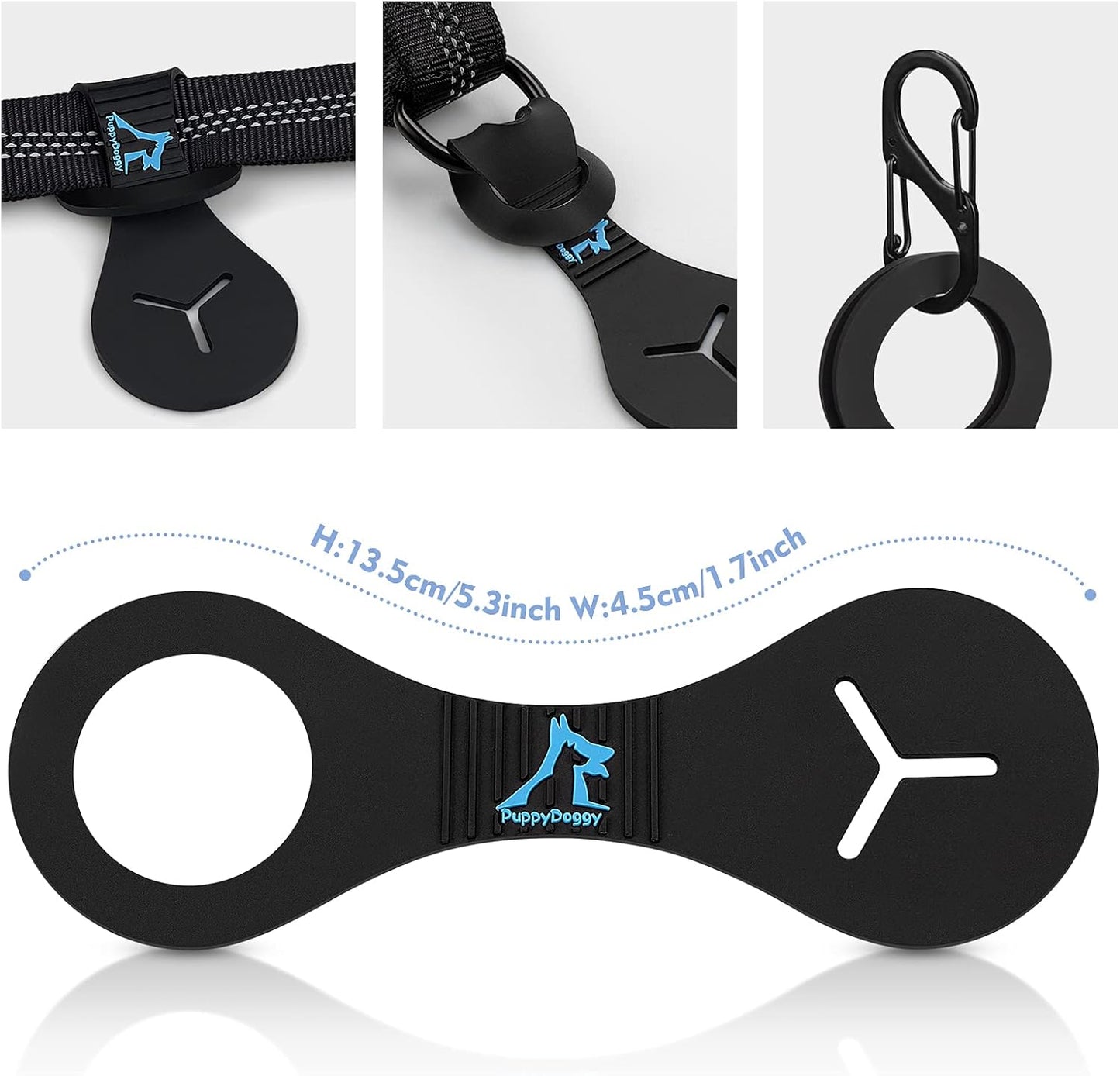 PuppyDoggy Dog Poop Bag Holder for Leash Waste Bag Carrier Dog Poop Bag Dispenser for Walking Running Bicycle Accessory 4 Pieces (Black + Green)